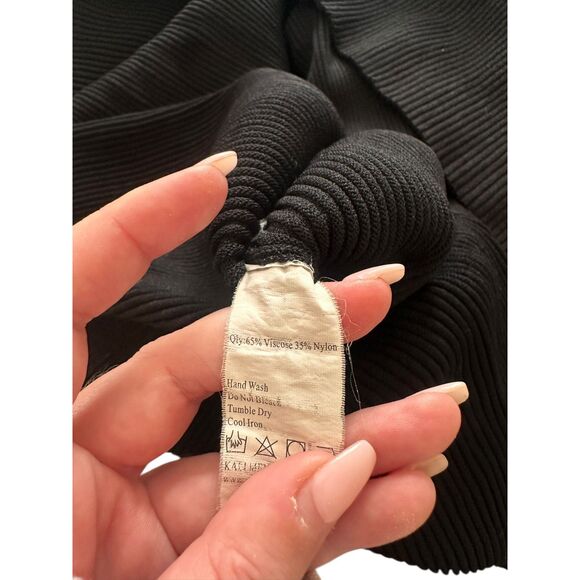 KALLMEYER Ribbed Knit Midi Dress Black Medium - Picture 5 of 6